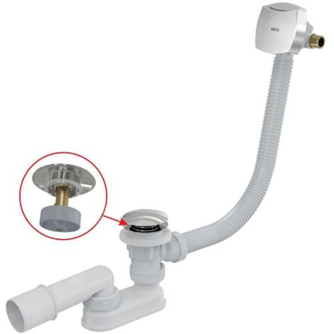 Alca - Kit vidage et trop-plein de baignoire avec remplissage, pour baignoires à parois épaisses, longueur 570 mm, Click-Clack, chromé A509CKM (1/3)