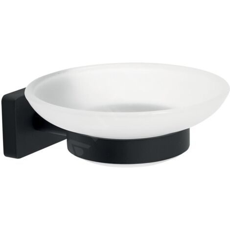 Novaservis Ferro Greta - Porte-savon avec support, verre dépoli/noir mat AGR02BL (1/2)