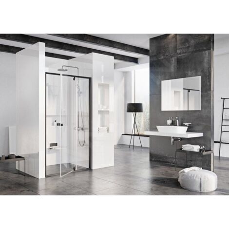 Ravak Pivot - Porte de douche pivotante en deux parties PDOP2-110, 1061-1111 mm, noir/verre 03GD0300Z1 (1/5)