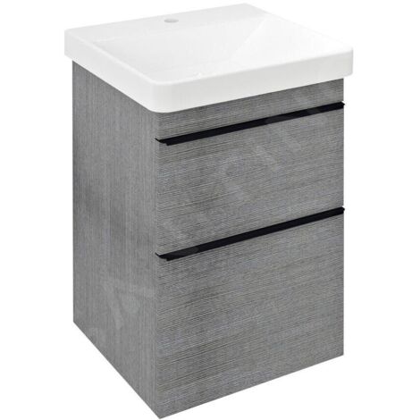 Sapho Sitia - Meuble lavabo 70x46x44 cm, 2 tiroirs, chêne argenté SI050-1111 (1/2)