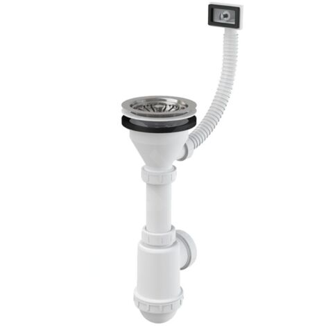 Alca Siphons - Siphon d'évier, avec trop-plein flexible, en plastique A447-DN50/40