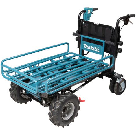 Makita – Brouette motorisée 18V – Capacité de charge 300 kg – Moteur spécial autocopiant – Technologie XPT pour terrains accidentés