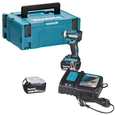 Makita – Clé à chocs 18V avec 2 batteries 5.0Ah – Moteur Brushless – Couple max 180Nm – Technologie XPT pour chantiers difficiles - DTD172RTJ