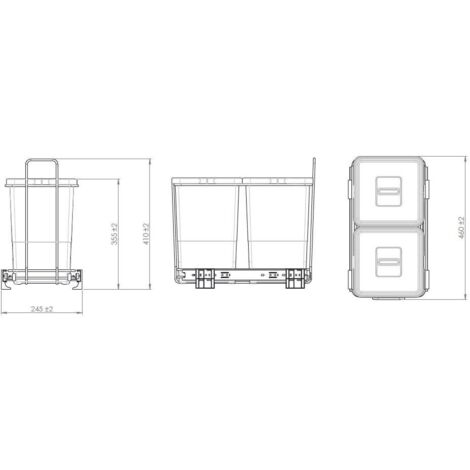 Elletipi PF01 34C2 Poubelle différenciée extractible pour Base Gris 41L