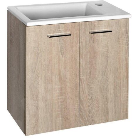Aqualine Keramia Fresh - Meuble lavabo 490x500x245 mm, chêne platine 51047DP (1/5)