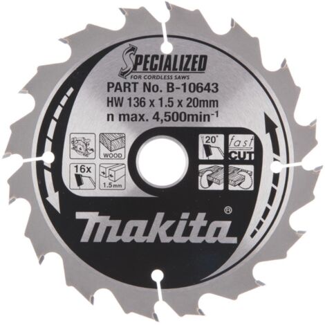 Makita - Lame de scie à bois circulaire 136x20 mm, 16 dents B-10643 (1/3)