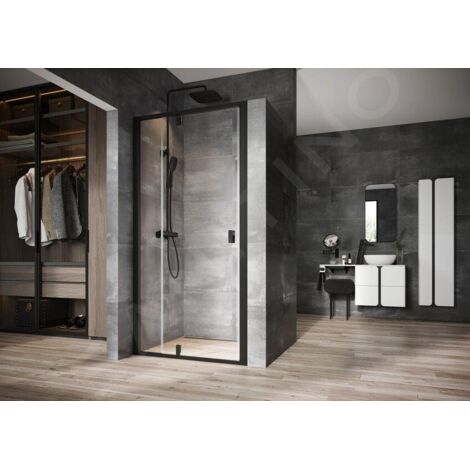 Ravak Nexty - Porte de douche pivotante 1200 mm, noir/verre clair 03OG0300Z1 (1/5)
