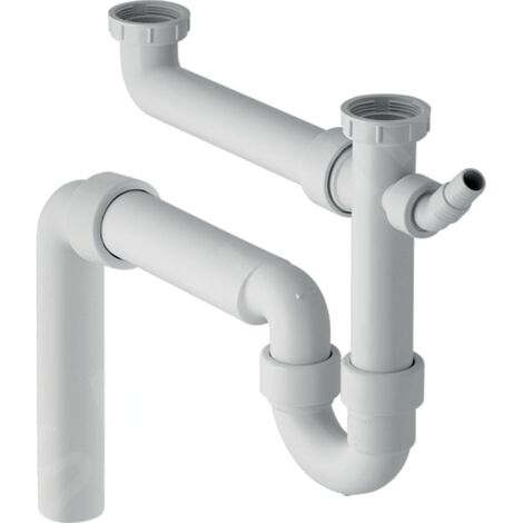 Geberit - Siphon pour éviers double, avec embout cannelé équerre, sortie verticale, d 50 mm 152.553.11.1 (1/3)