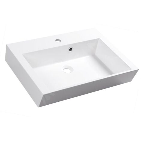 Sapho Orinoko - Lavabo 60x45 cm, marbre coulé, blanc OR060 (1/5)