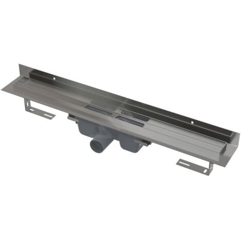 Alca - Goulotte de douche murale 55 cm, avec rebord pour grille complète et collier de fixation au mur, acier inoxydable APZ16-550 (1/3)