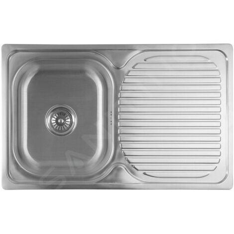 Aqualine - Evier 78x48 cm, acier inoxydable AQ7848B (1/5)