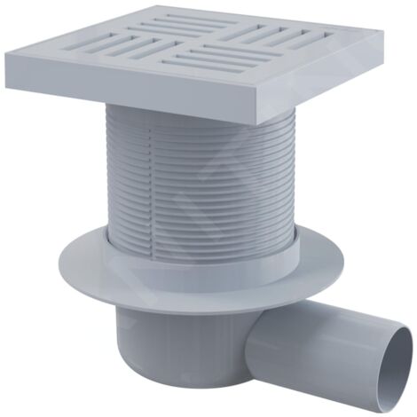 Alca - Siphon de sol latéral 15x15 cm, arrêt des odeurs d'eau, plastique APV5211 (1/2)