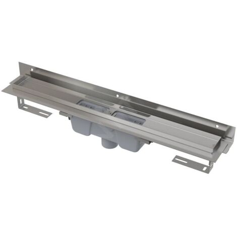 Alcadrain APZ1004 Goulotte de douche flexible avec rebord pour la grille perforée et collerette réglable pour le mur, évacuation verticale 650 mm (1/3)