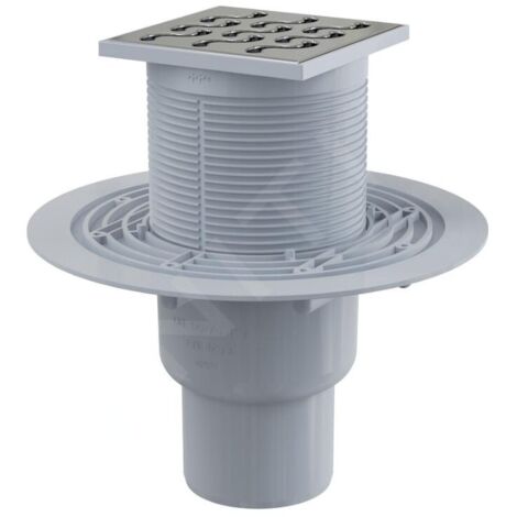 AlcaDrain Drain de sol 105×105/50/75 mm avec sortie verticale, grille en acier inoxydable, siphon avec eau de verrouillage (1/3)