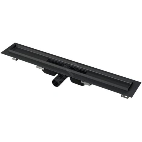 Alcadrain APZ101BLACK Garde de douche basse avec rebord pour la grille perforée, noir mat 1050 mm (1/3)