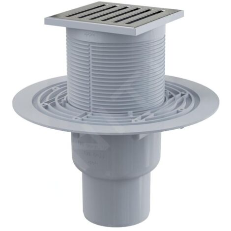 AlcaDrain Drain de sol 105×105/50/75 mm avec sortie verticale, grille en acier inoxydable, siphon à odeurs avec eau de verrouillage (1/3)