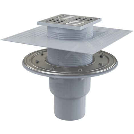 Alca Douchegoten - Siphon de sol 11x11 cm, diamètre 5/8 cm, 2ème niveau d'isolation, obturateur d'odeurs combiné SMART, acier inoxydable/plastique APV2324 (1/3)