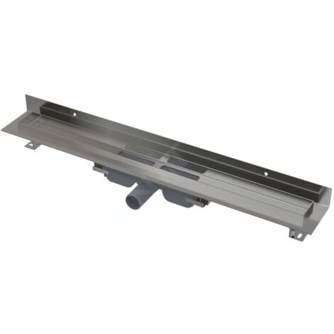 Alca - Bac à douche Wall Low 55 cm, avec rebord pour grille pleine et collier de fixation au mur, acier inoxydable APZ116-550 (1/3)