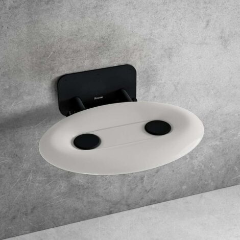 Ravak Ovo P II - Siège de douche Opal/Noir, 41x35 cm, noir/blanc translucide B8F0000057 (1/2)