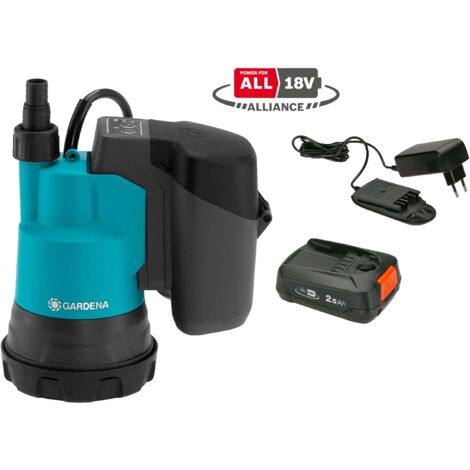GARDENA Pompe immergée pour eaux claires 2000/2 18V POWER FOR ALL. Prête à l'emploi avec outil, batterie et chargeur inclus. (14600-20) (1/5)