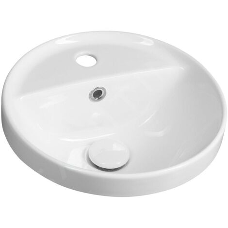 Sapho Lavabos - Lavabo, diamètre 38 cm, avec trop-plein, trou pour robinetterie, blanc TU0652