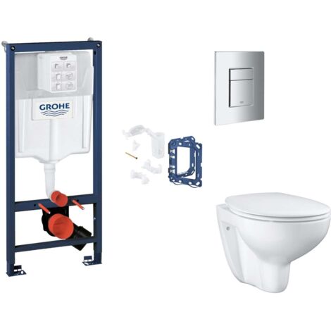 Grohe Rapid SL - Set bâti-support, cuvette, abattant SoftClose et plaque de déclenchement Skate Cosmopolitan et kit pour insertion de tablette, chrome SANI11BB2133 (1/5)