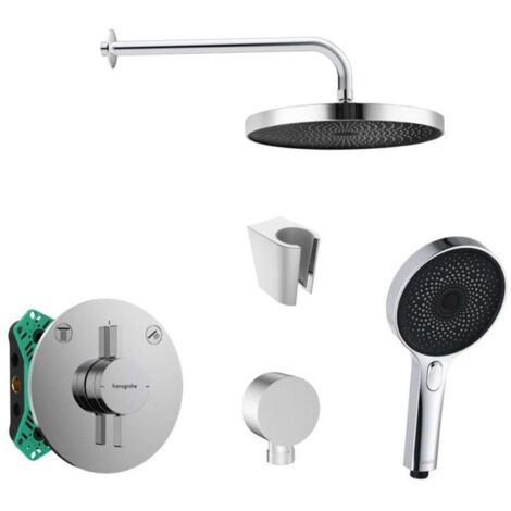 SANITINO - Set de douche avec mitigeur et corps encastré hansgrohe, accessoires kielle, chrome SANI21HKK000