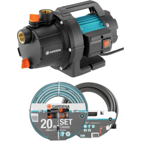 Gardena – Pompe de surface 3000 l/h 35 m – Arbre en acier inoxydable – Pression jusqu'à 3,5 bar – Kit avec tuyau de 20 m et gicleur (1/3)