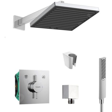 Set de douche encastré avec mitigeur hansgrohe – Douche de tête Pulsify 260mm – Douchette à main 230mm – SANI21HHK001