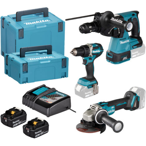 Makita – Pack de 8 outils électroportatifs 18V avec 2 batteries 5.0Ah – Moteur Brushless – Technologie XPT – DLX3195JX1