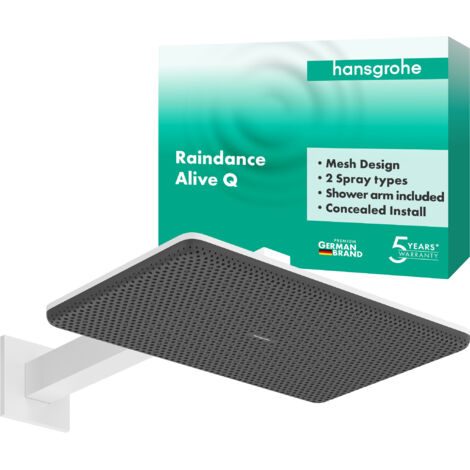 Hansgrohe Raindance Alive Q - Douche de tête, 21x34 cm, 2 jets, blanc mat 24550700