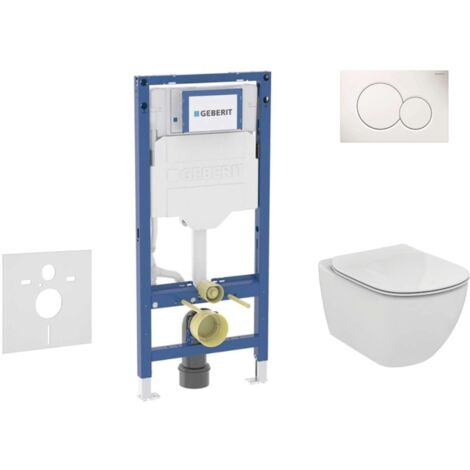 Geberit Duofix - Set bâti-support, cuvette Tesi et abattant, plaque de déclenchement Sigma01, blanc alpin SANI11CD3116