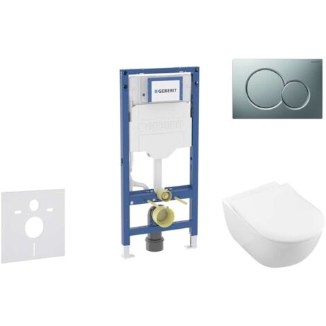 Geberit Duofix - Set bâti-support, cuvette Subway 2.0 et abattant softclose, plaque de déclenchement Sigma01, chrome brillant SANI11CK2110