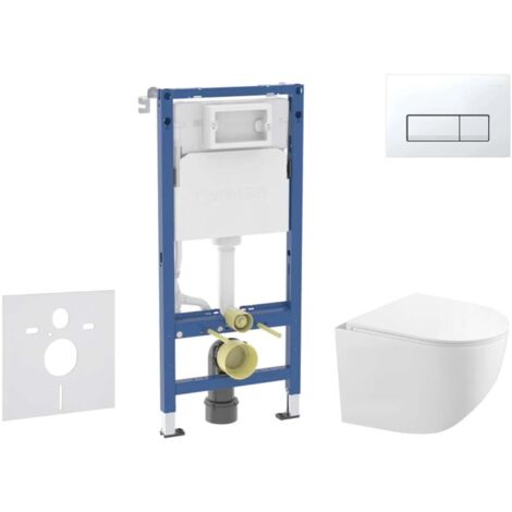 Geberit Duofix - Set de bâti-support, cuvette compacte Gaia et abattant softclose, plaque de déclenchement Delta50, blanc alpin SANI11CA3151B