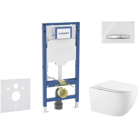 Geberit Duofix - Set bâti-support, cuvette Gaia et abattant softclose, plaque de déclenchement Sigma50, chrome/blanc alpin SANI11CA3141B