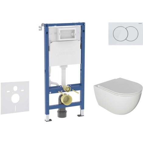 Geberit Duofix - Set de bâti-support, cuvette Oudee et abattant softclose, plaque de déclenchement Delta01, blanc alpin SANI11CA3116B