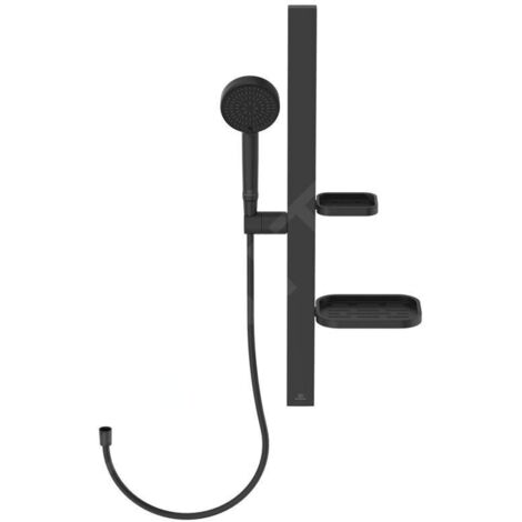 Ideal Standard ALU+ - Set de pommeau de douche, barre et flexible, 2 jets, noir soyeux BD586XG (1/4)
