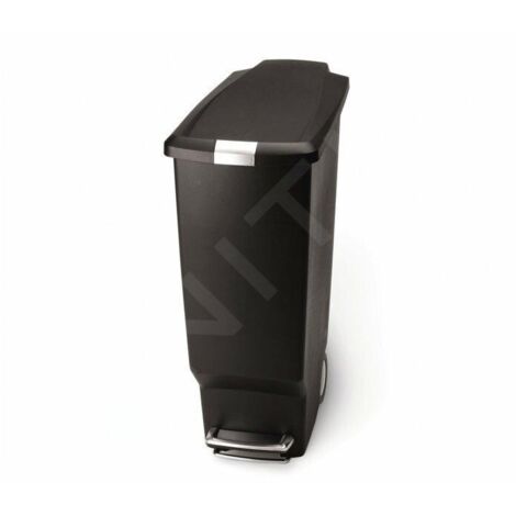 Poubelle à pédale étroite 40 l – Couleur noir – Roulettes intégrées – Mécanisme de pédale silencieux – Verrouillable pour sécurité – Simplehuman