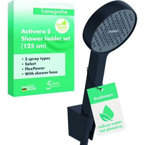 Hansgrohe Activera Select S - Set pomme de douche, support et flexible, 2 jets, EcoSmart, noir mat 28052670