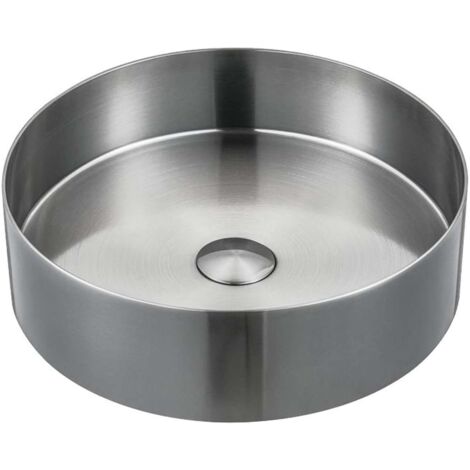 Sapho Aurum - Vasque à poser, diamètre 38 cm, sans trop-plein, inox brossé AU401 (1/5)