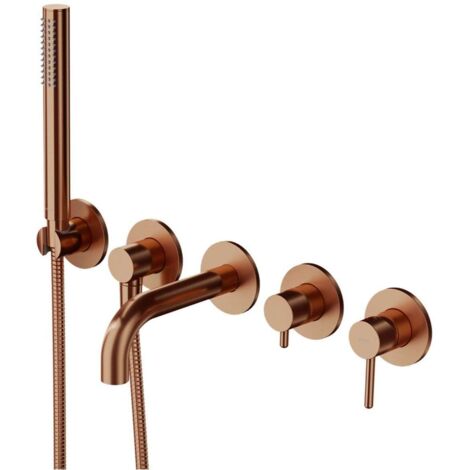 OMNIRES Y - Mitigeur de baignoire encastré, installation 5 trous, avec corps d'encastrement, avec accessoires, cuivre brossé Y1237-1SCPB (1/2)