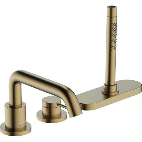 Hansgrohe – Mitigeur de baignoire 3 trous – Finition bronze brossé – Douchette extractible 1,45 m – Cartouche céramique – 73447140