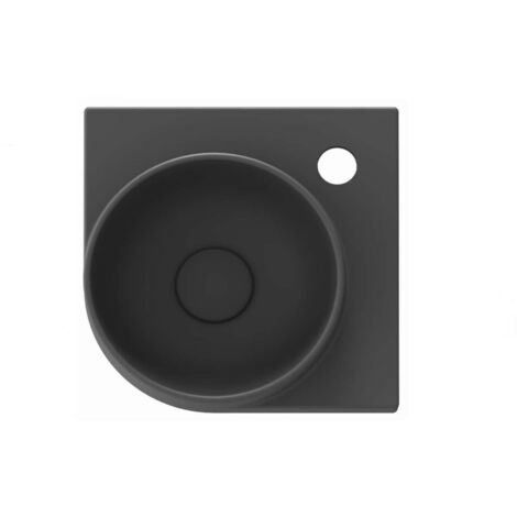 Ravak Yard - Lave-mains d'angle 28 x28 cm, sans trop-plein, trou pour robinetterie, anthracite XJX03228000