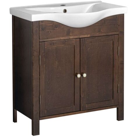 Sapho Ambra - Meuble lavabo, 76x82x35 cm, 2 porte, épicéa teinté AB8040 (1/5)
