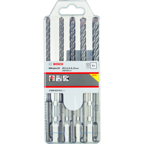 Bosch – Foret béton SDS plus 5 pièces 6/8/10 mm – Carbure de tungstène – Pour perçage précis dans béton armé – 2608833911