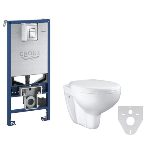 Grohe pack WC Rapid SLX autoportant avec cuvette rimless Bau Ceramic  Version Abattant: Abattant standard
