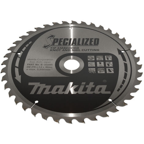 B-33205 Disque scie circulaire, Specialized T.C.T, 270 x 30 mm, 40 D (1/2)
