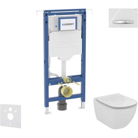 Geberit Duofix - Set bâti-support, cuvette et abattant Ideal Standard Tesi, plaque de déclenchement Sigma50, Aquablade, SoftClose, blanc alpin SANI11CD3141