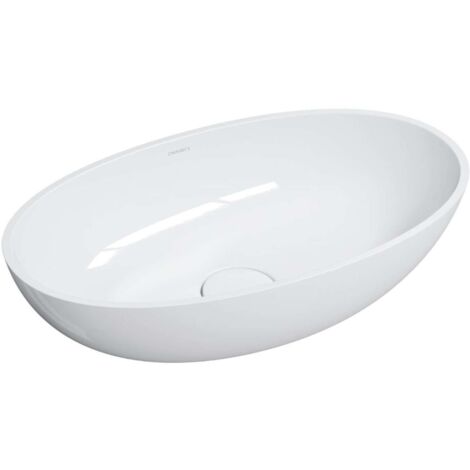 OMNIRES Shell M+ - Lavabo à poser 60x35 cm, sans trop-plein, blanc SHELLUNBP (1/5)
