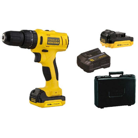 Stanley Fatmax – Perceuse-visseuse à percussion 10.8V avec 2 batteries 1.5Ah – Mandrin 10 mm – Couple 27Nm pour perçage bois, métal, béton - FMC021S2-QW (1/10)